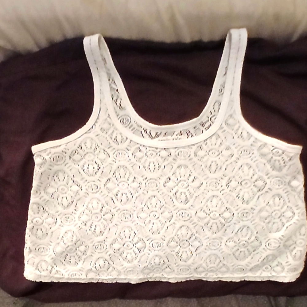 Womens Open Weave Cropped Tank